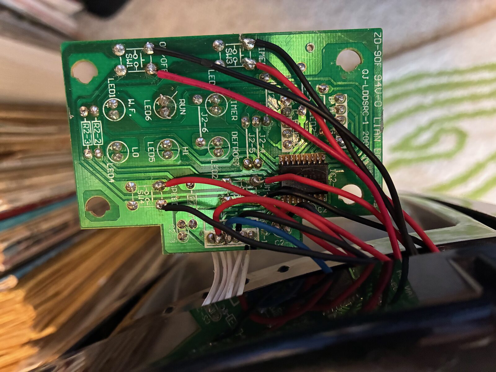 Signal wires soldered to the CN2-1 bus on the display board