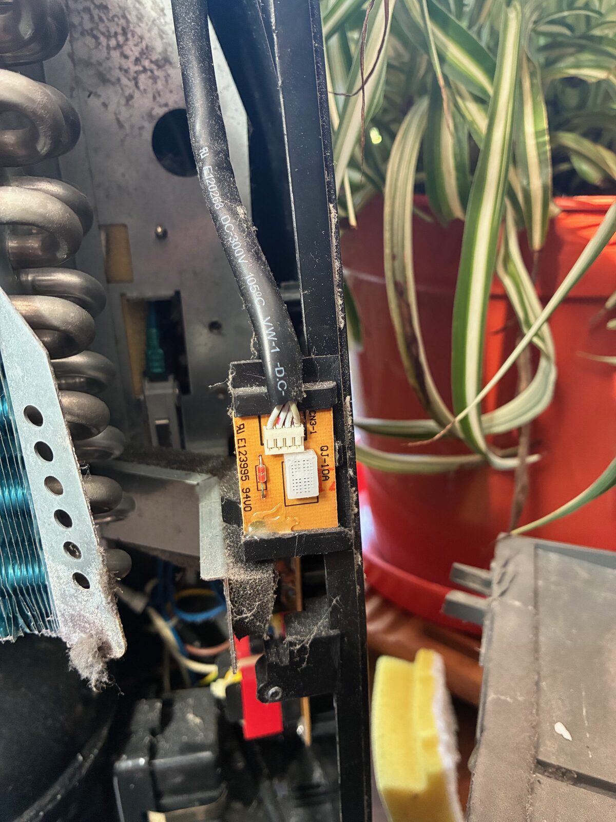 The finished interface and ESP32 installed inside the dehumidifier